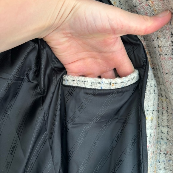 Karl Lagerfeld Cream Plaid Pea Coat - Picture 14 of 16